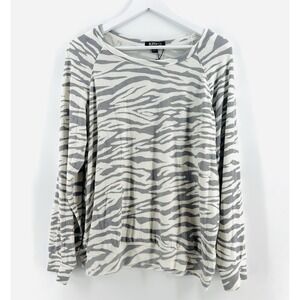 BUFFALO DAVID BITTON Womens Animal Print Long Sleeve White Gray‎ NWT AA15